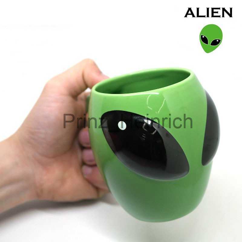 Mugs Cartoon Creative Green Alien Ceramic Cups Interesting Fashion Coffee Cup Birthday Gift Water Cup Wholesale Turkish Coffee Cups J230627