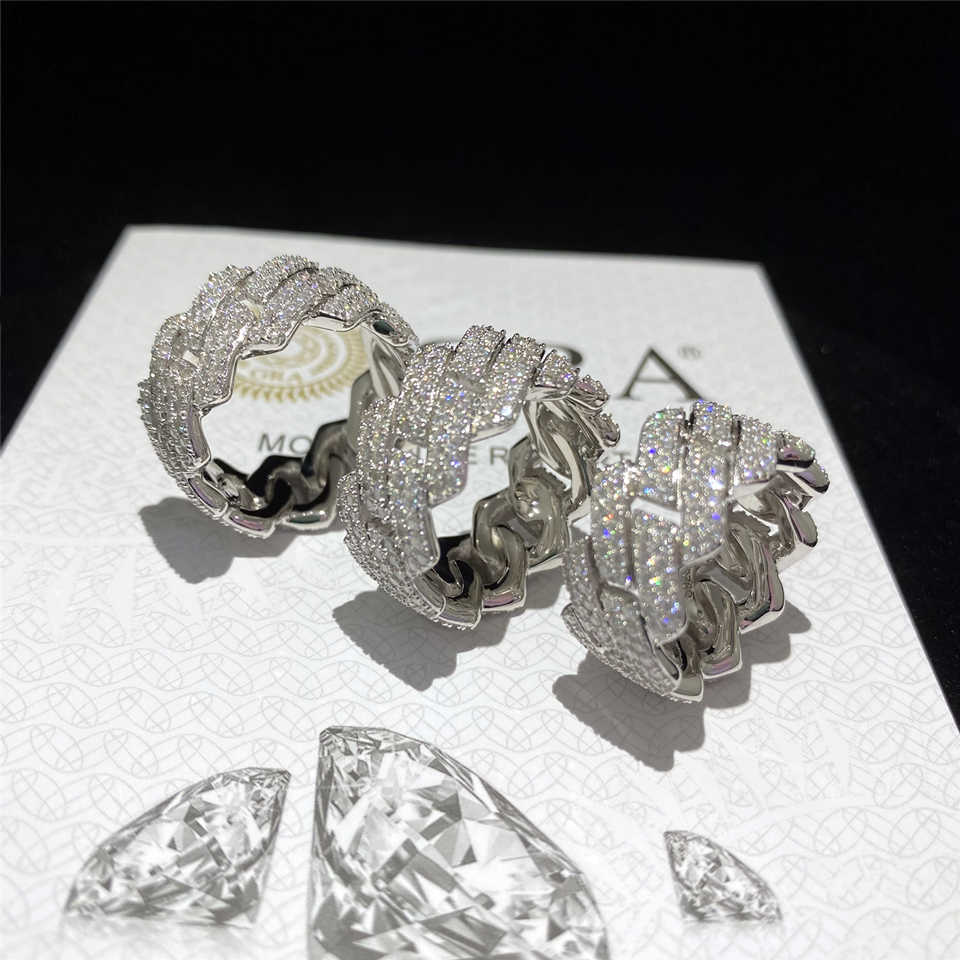 Band Rings Custom Hip Hop Sterling Sier Vvs Moissanite Diamond Rings Men Iced Out Ring Gold Plated Cuban