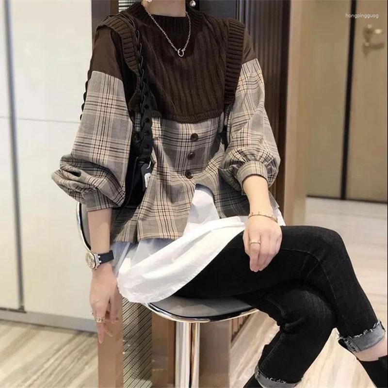 Women' Sweaters 2023 Spring Autumn Shirt Tops Splicing Sweater Women Mid-Long Loose Fashion Fake Two-Piece Knitted Pullover, Black
Women' Sweaters 2023 Spring Autumn Shirt Tops Splicing Sweater Women Mid-Long Loose Fashion Fake Two-Piece Knitted Pullover, Black