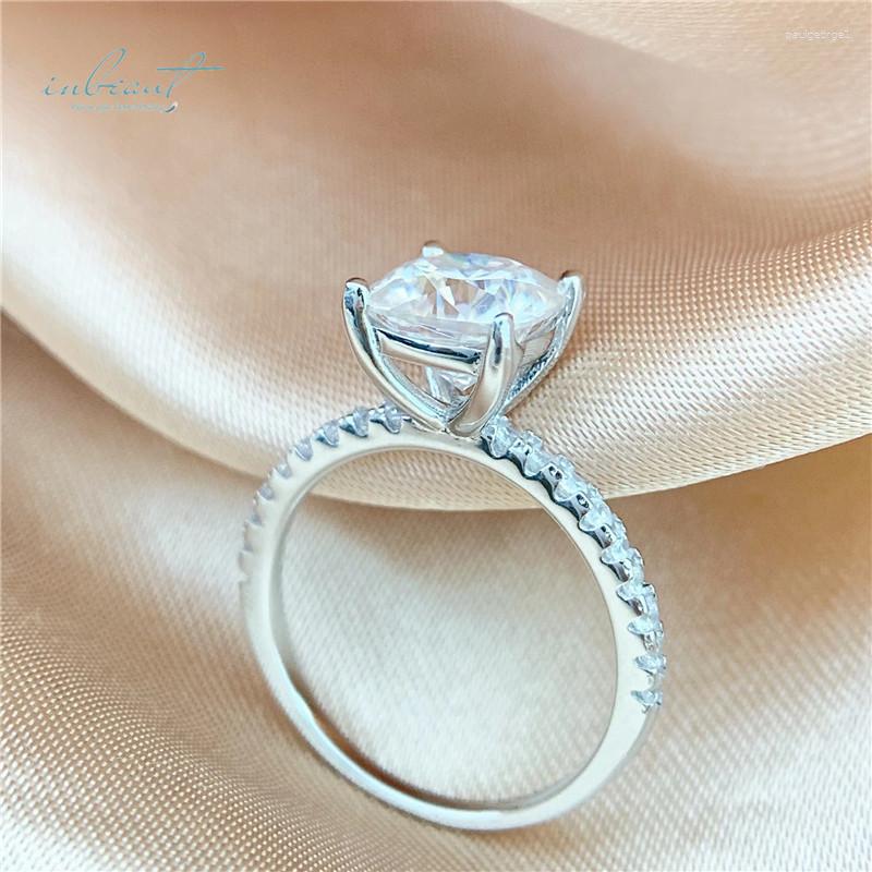 Cluster Rings Inbeaut Arrival 925 Silver 3 Ct Excellent Cut D ColorPass Diamond Test Cushion Moissanite Wedding Ring Women Fine Jewelry