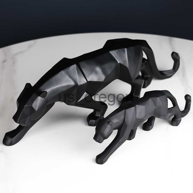 Decorative Objects Figurines Black panther animal statue Resin abstract Geometric Style Decor Crafts Modern home livingroom office desktop Sculpture O