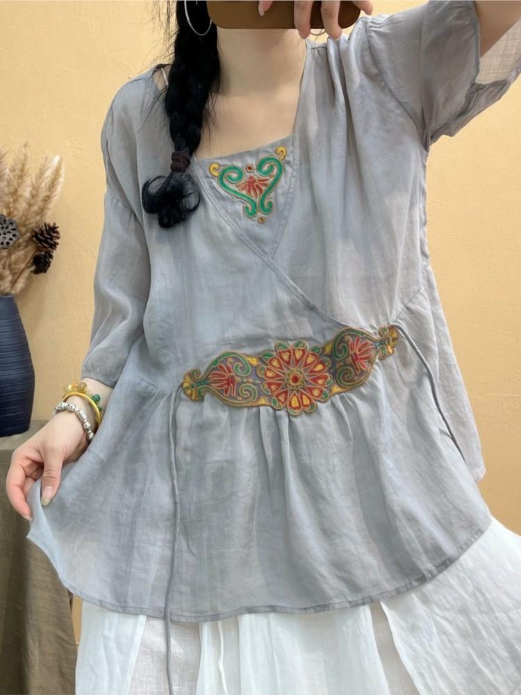 T-Shirt Women Pullovers Shirt 2022 New Summer Loose Ramie Tops Female Vneck Short Sleeve Simple Embroidery Allmatch Blouse, Beige
T-Shirt Women Pullovers Shirt 2022 New Summer Loose Ramie Tops Female Vneck Short Sleeve Simple Embroidery Allmatch Blouse, Beige
