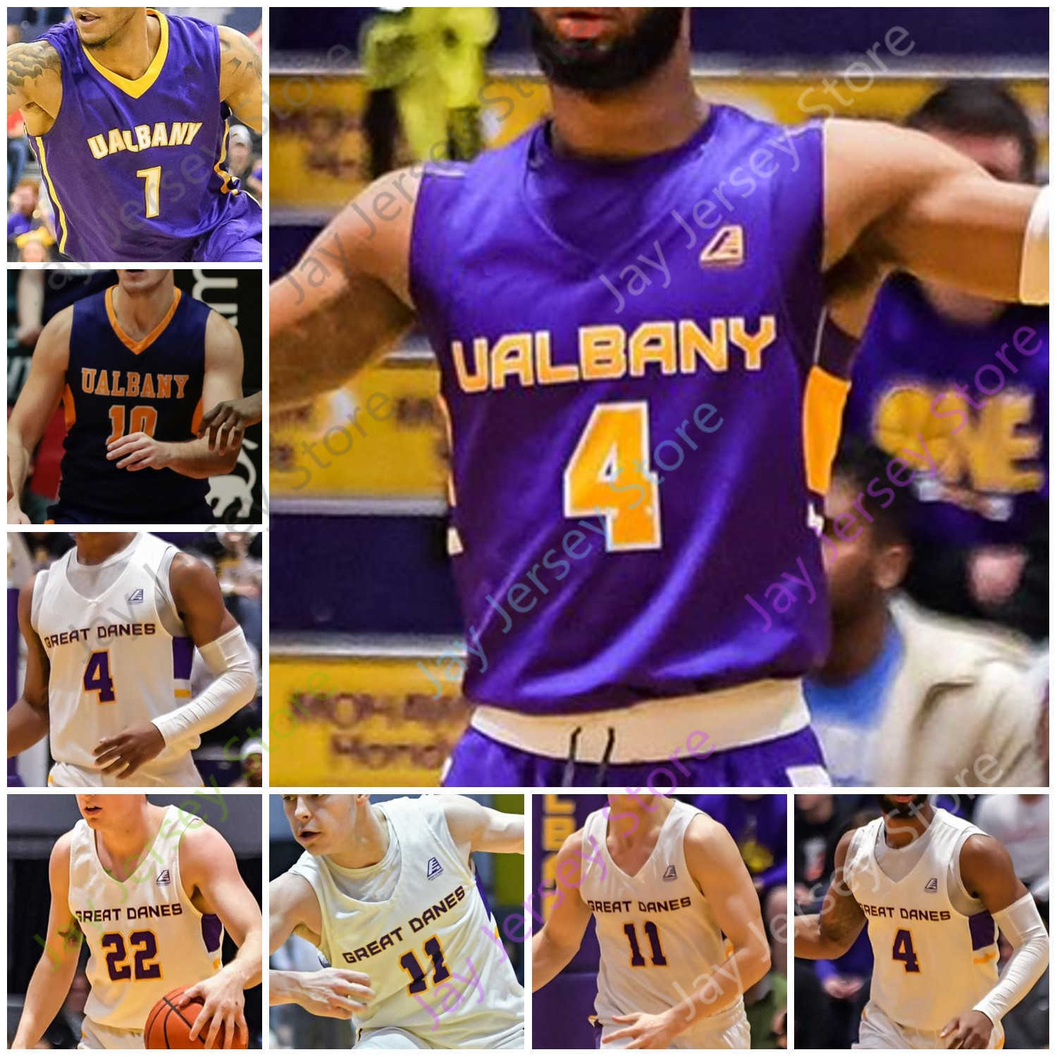 Albany Great Danes Basketball Jersey NCAA College Ahmad Clark Cameron Healy Antonio Rizzuto Trey Hutcheson De Sousa Hansen Lulka Lauderdale, Purple yellow collar
Albany Great Danes Basketball Jersey NCAA College Ahmad Clark Cameron Healy Antonio Rizzuto Trey Hutcheson De Sousa Hansen Lulka Lauderdale, Purple yellow collar