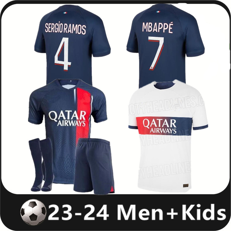 

23 24 PSGs home away 4th MBAPPE soccer jerseys 2023 2024 third DI MARIA WIJNALDUM SERGIO RAMOS HAKIMI Maillots de ICARDI VERRATTI men kids kit football shirt S-4XL