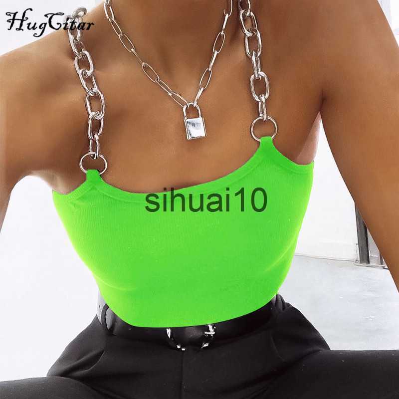 Women's T-Shirt Hugcitar chains spaghetti straps neon green Canale patchwork sexy camis 2021 summer women club party streetwear female crop top J230627, Black
Women's T-Shirt Hugcitar chains spaghetti straps neon green Canale patchwork sexy camis 2021 summer women club party streetwear female crop top J230627, Black