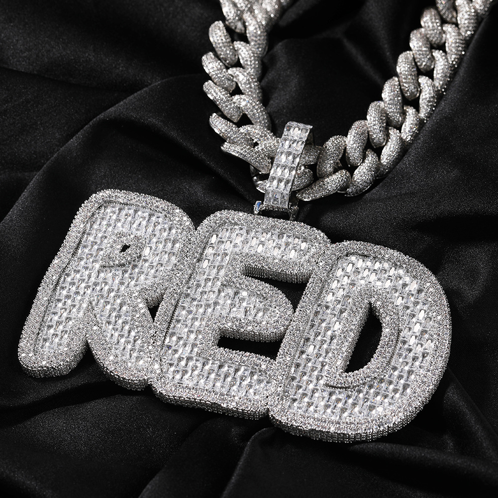 Hip Hop Retro 0-9 A-Z Letters Pendants Necklace Full Zircon Jewelry Cool Men Gift
