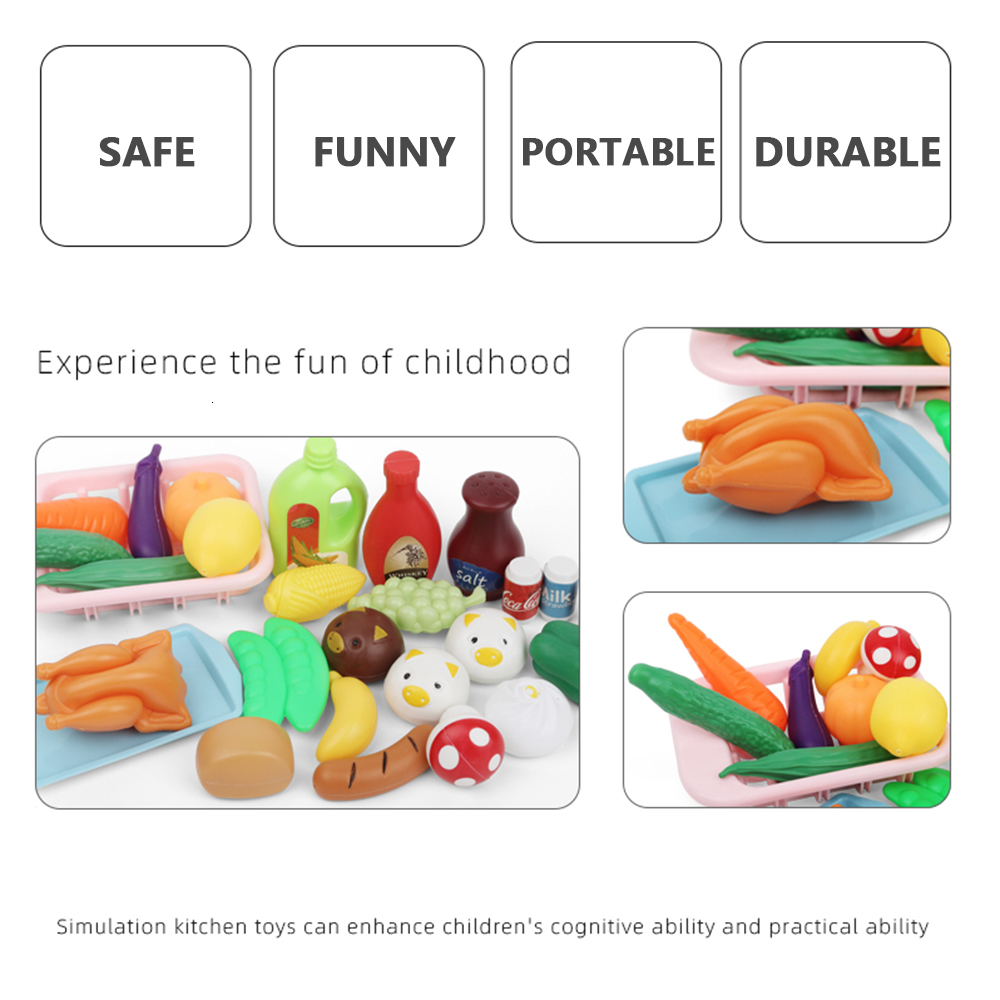 Kitchens Play Food 42 PCS Pretend Play Kitchen Toy Children Chef Role Playset Cooking Set Educational Gift for Toddlers Kids Girls Boys 230626