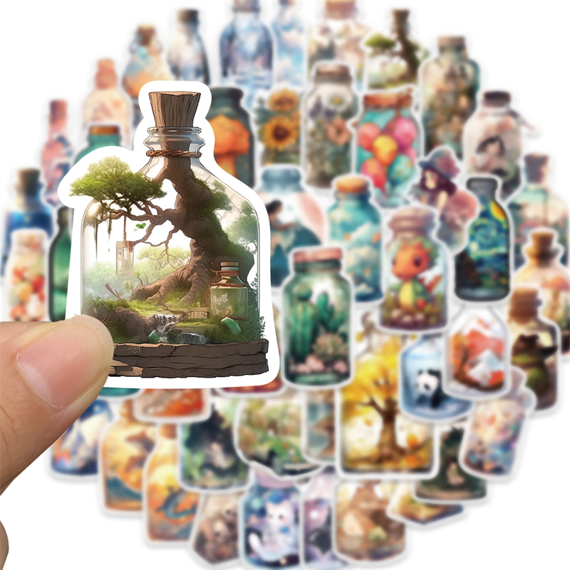 50Pcs Vintage Ins Cute Bottle Animal Cartoon Stickers Kawaii Aesthetic Graffiti Stickers for DIY Luggage Laptop Skateboard Motorcycle Bicycle Stickers