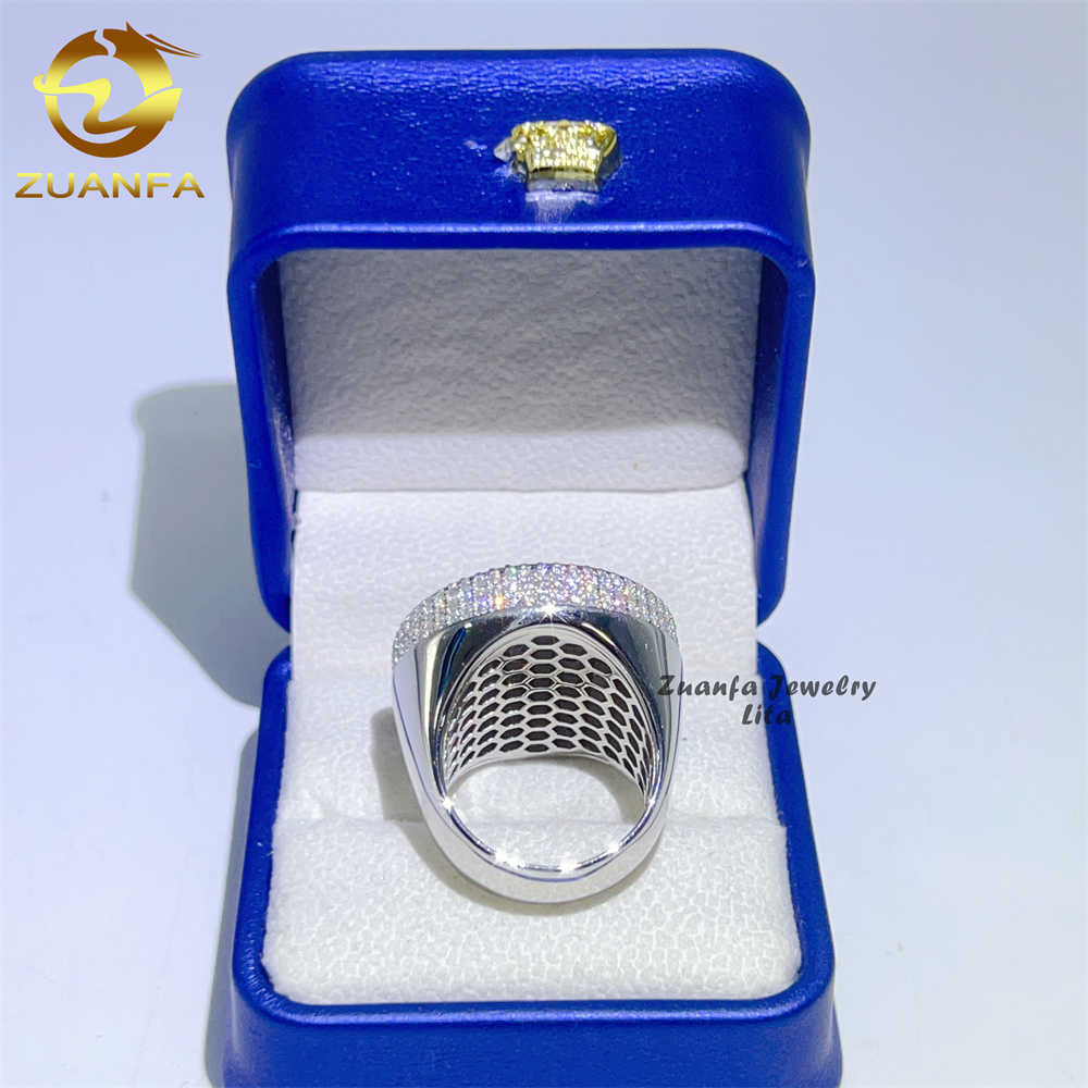 Custom Big Hip Hop Rapper 925 Sterling Silver Vvs Moissanite Iced Out Men Diamond Ring
