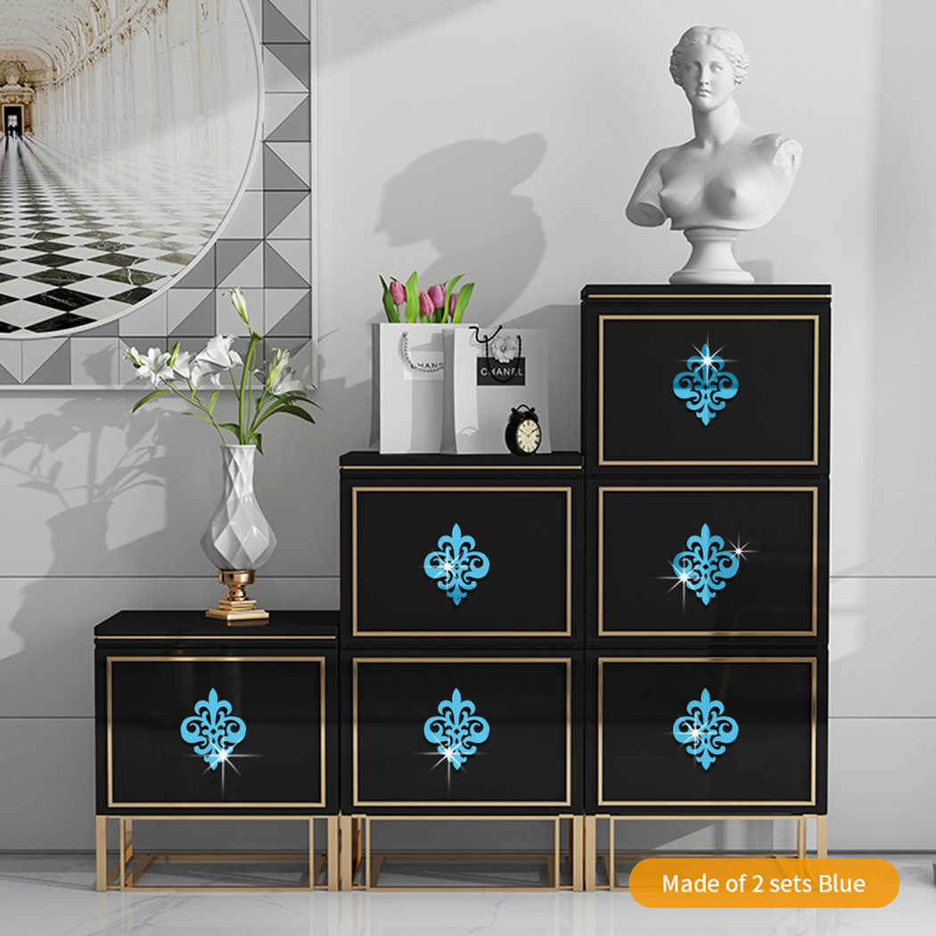 4Pcs Wall Stickers PS Board Mirror Decal Furniture Wardrobe Closet Border Diagonal Lace DIY Art Home Decoration 15x15CM