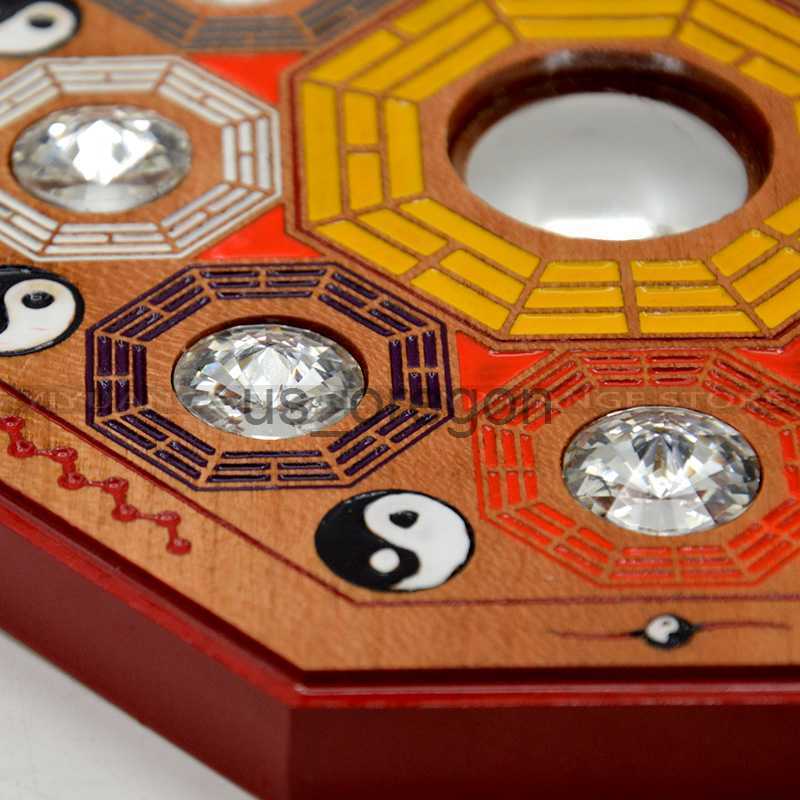 Decorative Objects Figurines Chinese Fengshui Peach Bagua Mirror Wall Hanging The 8 Hexagrams Mirror Auspicious Peach Crafts Home Decoration Accessori