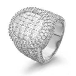 925 Sterling Silver Vvs Moissanite Diamond Ring Iced Out Baguette Cut Hip Hop Men