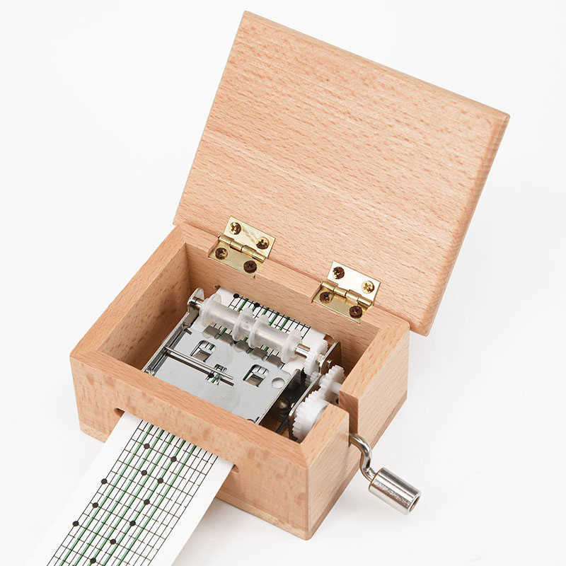 Hand-Cranked Music Box Wooden Box With Hole Puncher And Paper Tapes Creative Diy Log Color Can Compose Music Box Special Gifts