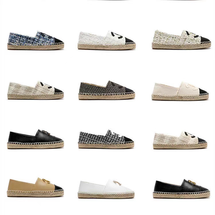 Luxury Casual Women Shoes Espadrilles black Summer Designers ladies flat Beach Half casual lady fashion woman Loafers Fisherman canvas Shoe with box big size 35-42