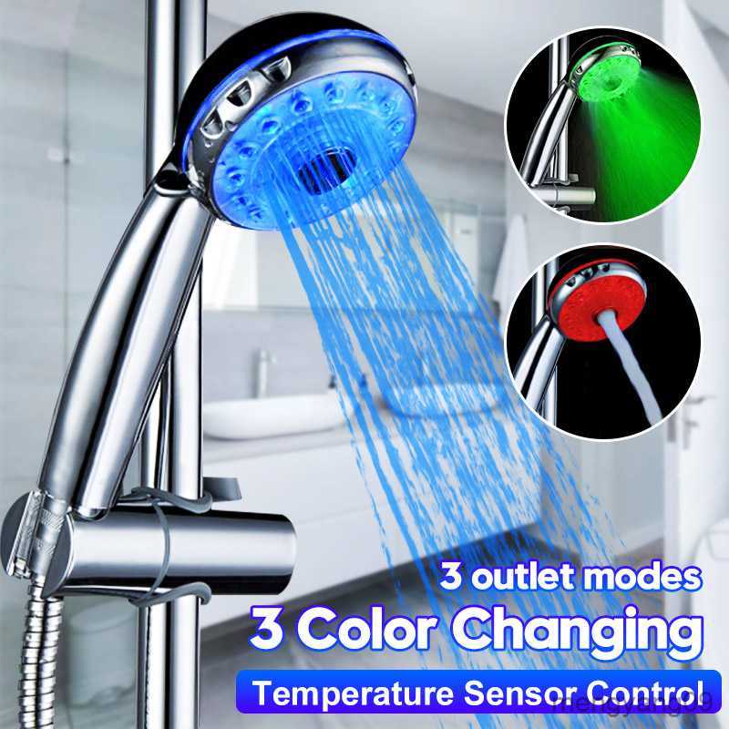 Bathroom Shower Heads Mode Color Led Shower Head Light Sprinkler Adjustable Temperature Sensor Bath Sprinkler Colorful Flash Bathroom Shower Head L260
