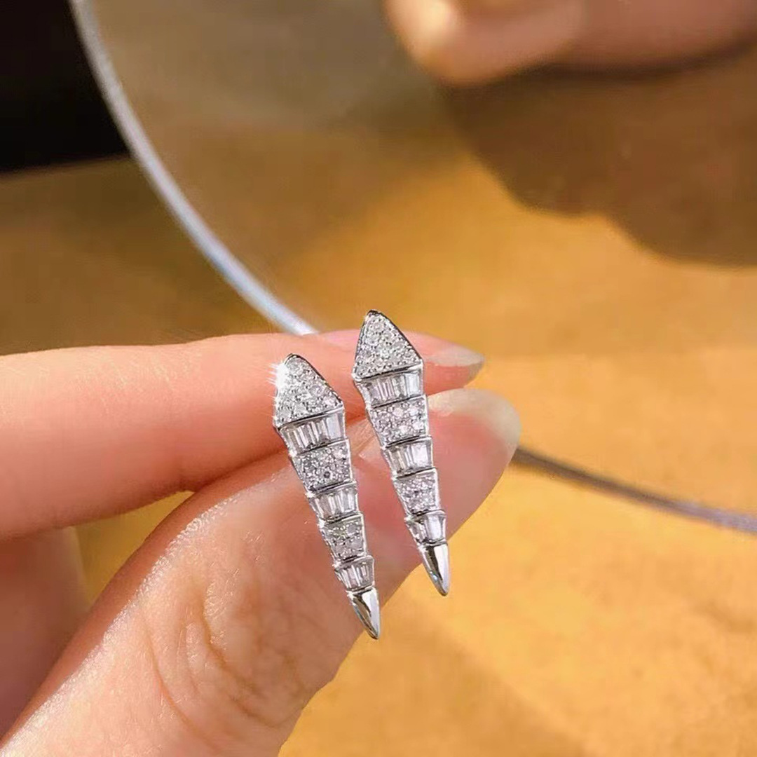Choucong Brand Stud Earrings Luxury Jewelry 925 Sterling Silver Princess Cut White 5A Cubic Zircon Party Women Snake Earring for Lover Gift