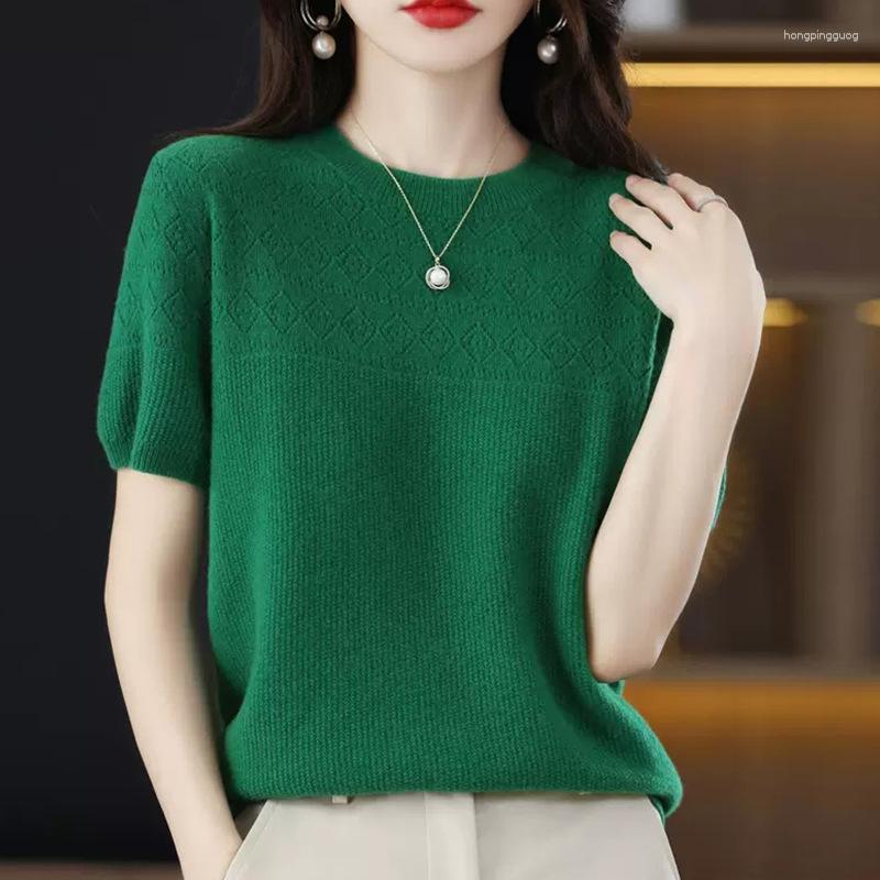 Women's Sweaters Cacocala Short Sleeve T-shirt Women Summer Fashion Round Neck Ice Silk Half Hollow Thin Loose Female Tops, Green
Women's Sweaters Cacocala Short Sleeve T-shirt Women Summer Fashion Round Neck Ice Silk Half Hollow Thin Loose Female Tops, Green