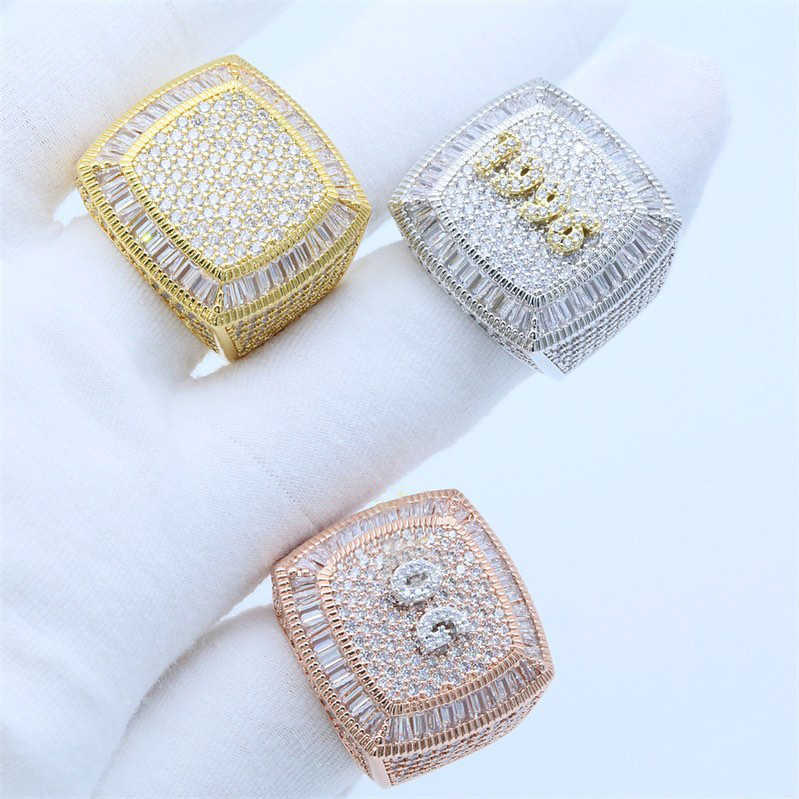 925 Sterling Silver Vvs Moissanite Diamond Ring Iced Out Baguette Cut Hip Hop Men