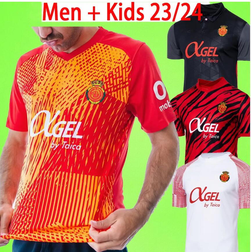 

23 24 RCD Mallorca Soccer Jerseys Men set Kids kit LEE MAFFEO SANCHEZ ABDON A. RAILLO VALJENT MURIQI BABA GRENIER COPETE 22 23 Mens Home Away kids kits Football Shirt, Red