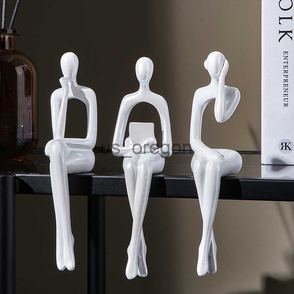 Decorative Objects Figurines Nordic Home Decoration Accessories Resin Abstract Thinker Statue Bookshelf Sculpture Living Room Decoration Figurines for