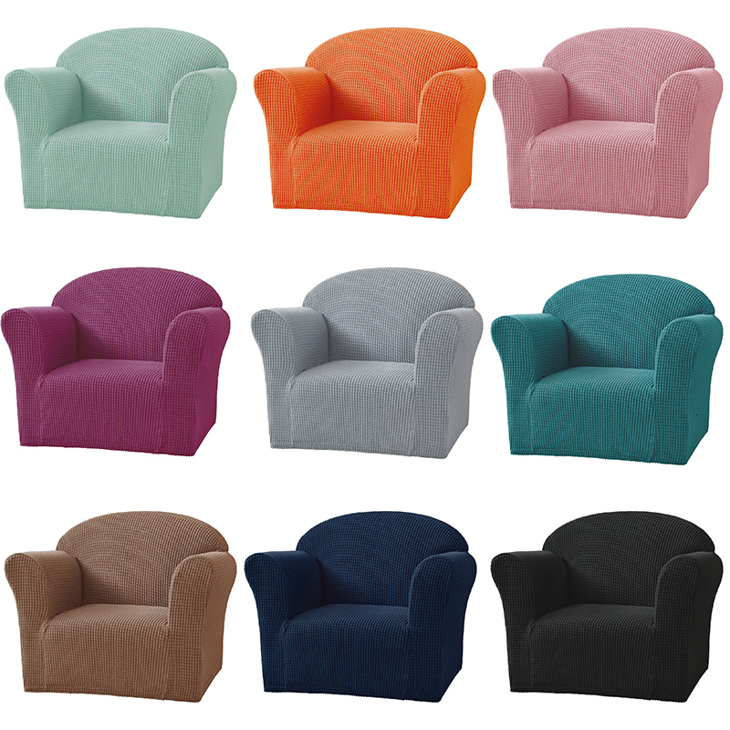 Chair Covers 1 Seat Children Mini Cover Stretch Slipcover Couch Size Armchair Case Soft Solid Color Elastic Sofa 230626