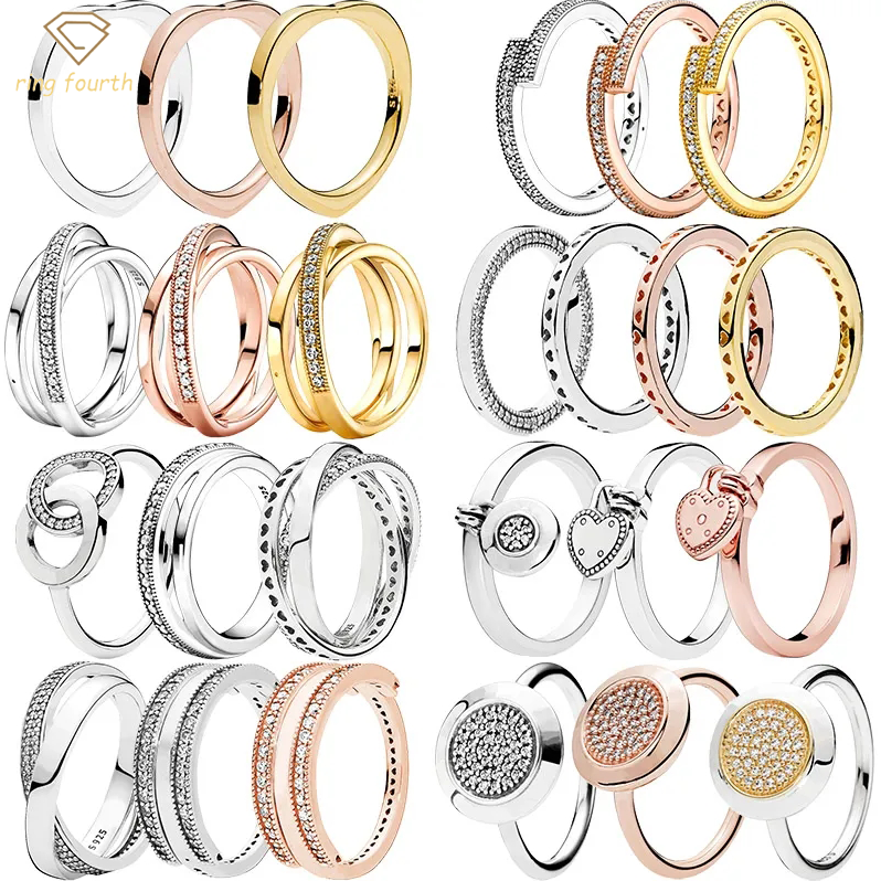 925 Silver Women Fit Pandora Rings Original Heart Crown Fashion Ring Rose Gold Heart Pave Logo Clear Zircon CZ Overlapping
925 Silver Women Fit Pandora Rings Original Heart Crown Fashion Ring Rose Gold Heart Pave Logo Clear Zircon CZ Overlapping