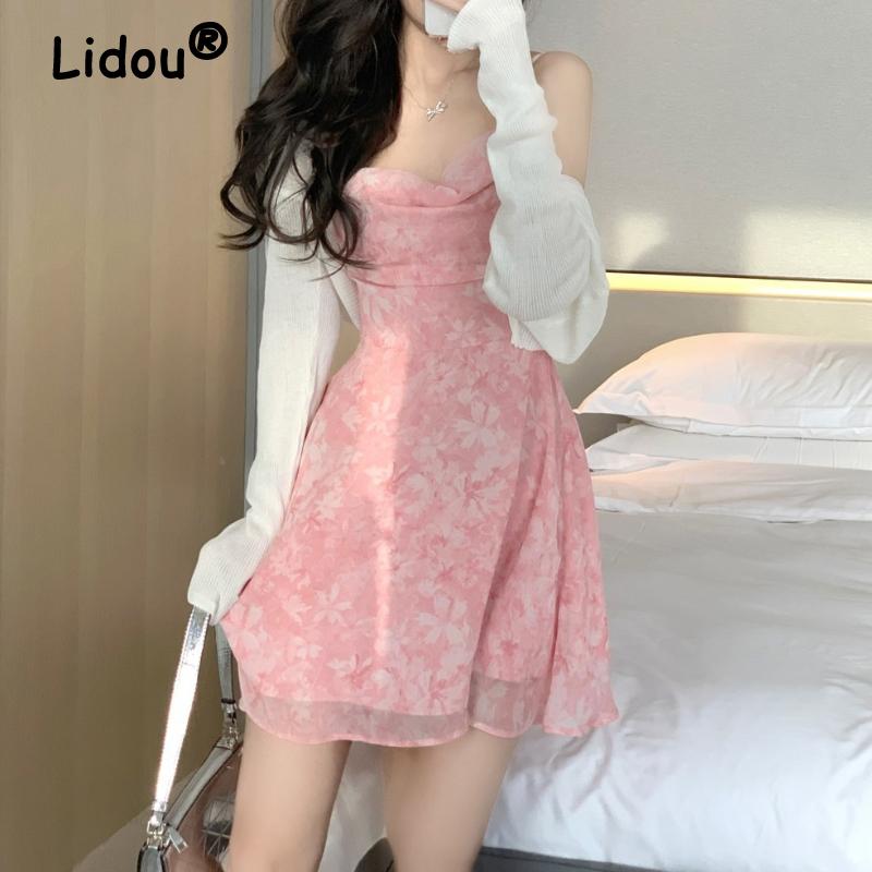 Dresses Floral Pink Chiffon Slip Dress 2022 Spring Summer Sweet Style Dress Korean Style Casual Dress Sexy Highwaist Dress for Female
Dresses Floral Pink Chiffon Slip Dress 2022 Spring Summer Sweet Style Dress Korean Style Casual Dress Sexy Highwaist Dress for Female
