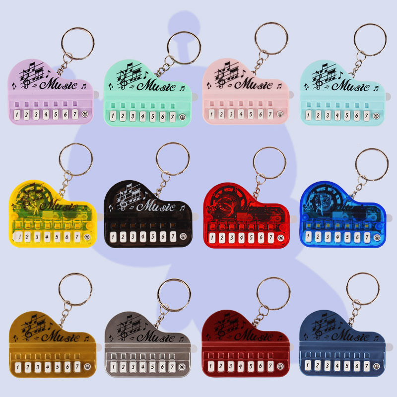 Mini Piano Keychain Portable Musical Instrument Toy Piano Keyring Electronic Keyboard Toys for Kids Halloween Christmas Gifts