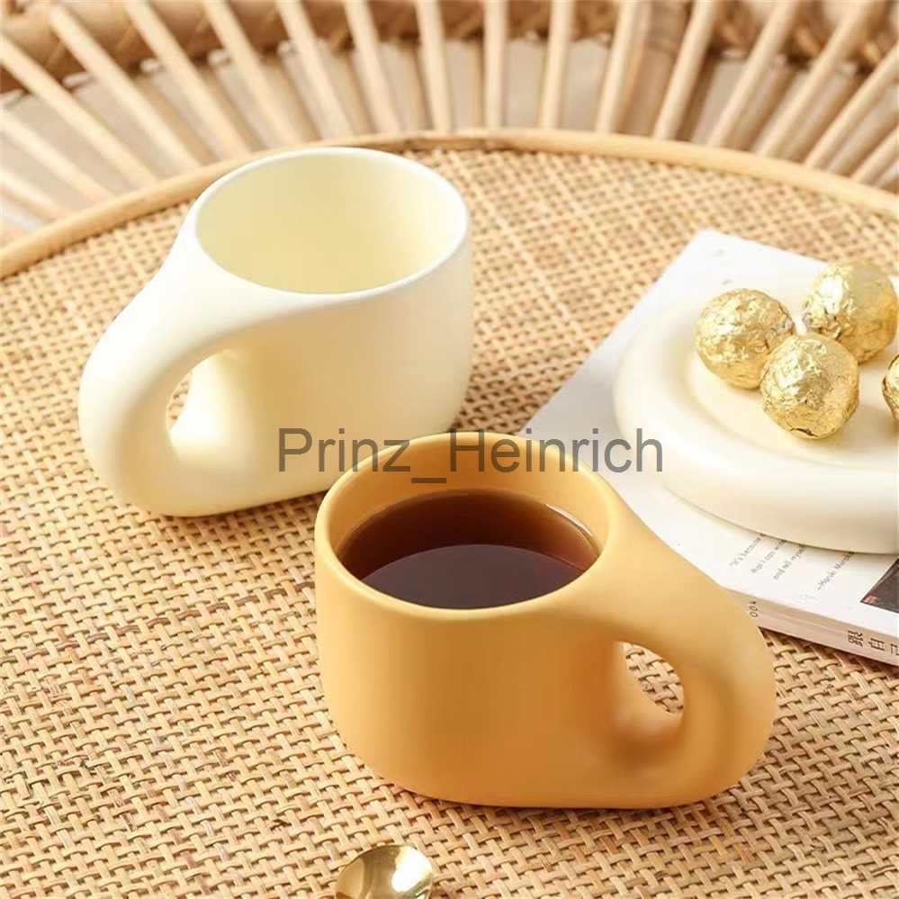 Mugs INS Nordic Fat Handle Creative Ceramic Mug Home Breakfast Tea Milk Drinkware Gift Lovely Couple Cup Caneca Termica Coffee Cups J230627