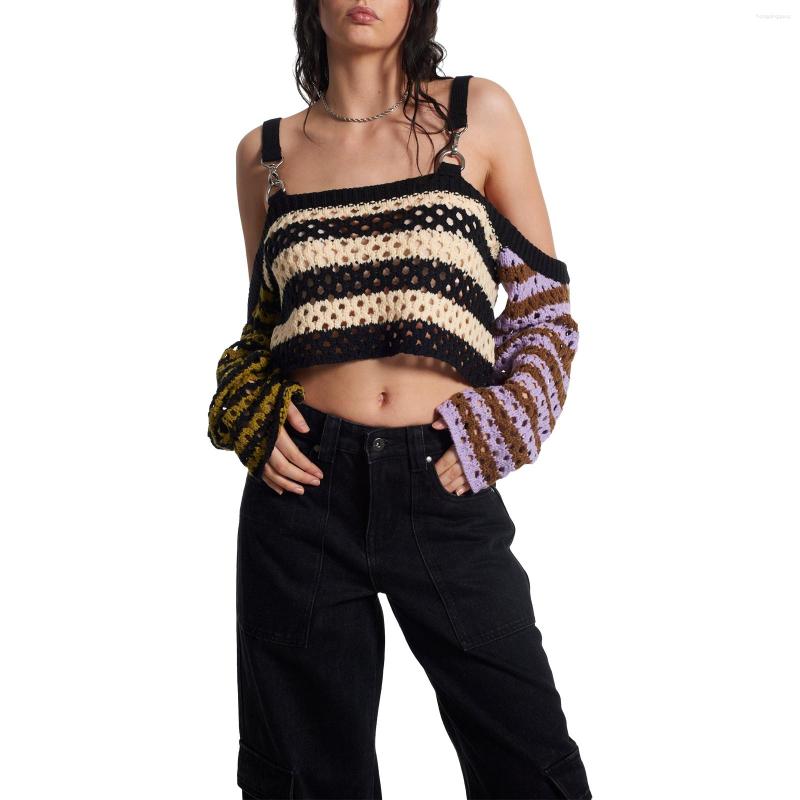 Women' Sweaters Women Knit Crop Tops Long Sleeve Contrast Color Stripe Off Shoulder Sling Loose T-Shirts Spring Exposed Navel Shirts, Multi
Women' Sweaters Women Knit Crop Tops Long Sleeve Contrast Color Stripe Off Shoulder Sling Loose T-Shirts Spring Exposed Navel Shirts, Multi