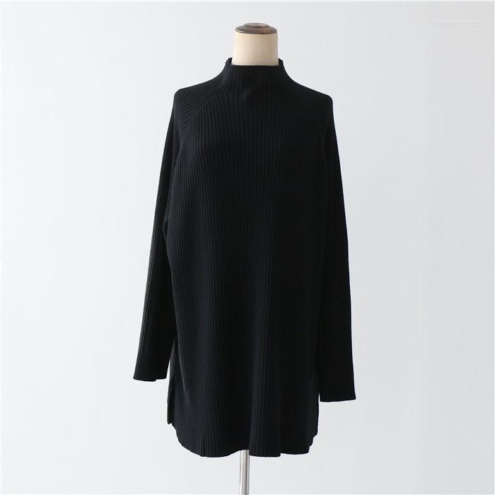 Elegant Turtleneck Sweater For Women - Autumn Winter Solid Color Long Knit Pullover, Loose Office Outwear Top