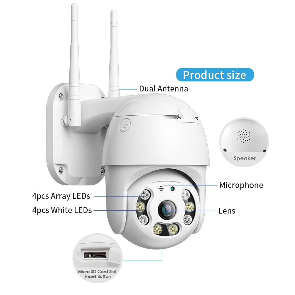 A12 Waterproof Wifi Wireless IP Cameras PTZ Webcam Security Camera Smart Home 1080P Two Way Talk LED Night Vision Motion Detection Video Camcorder