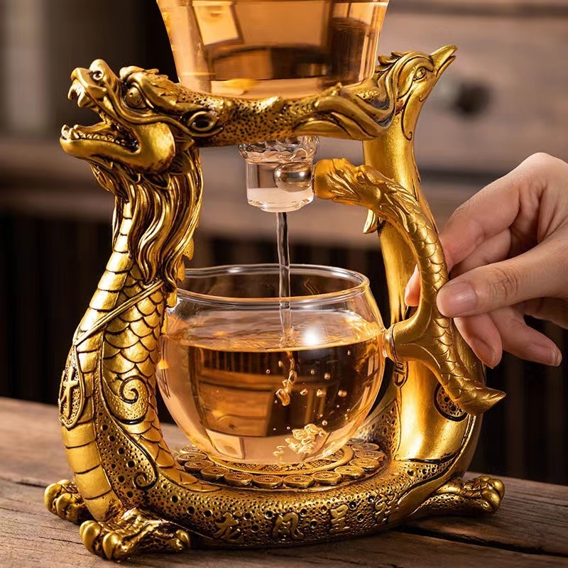 Wine Glasses BOZZH Creative Dragon Glass Teapot Magnetic Diversion Rotating Cover Bowl Water Tea Cup Pu'er Oolong Drinkware Drop 230627