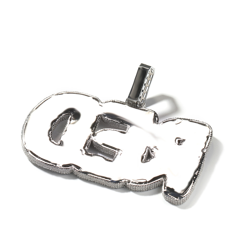 Hip Hop Retro 0-9 A-Z Letters Pendants Necklace Full Zircon Jewelry Cool Men Gift