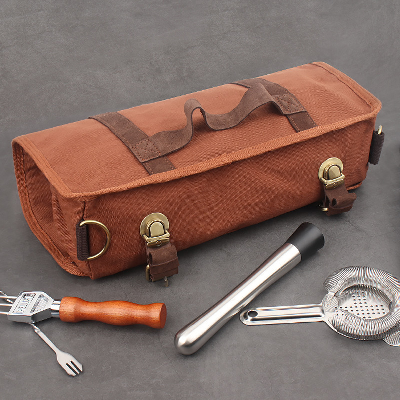 Wine Glasses Bar Tools Storage Bag Professional Bartender Kits Hanging Cocktail Shaker Set Organizer Portable Accessories 230627
