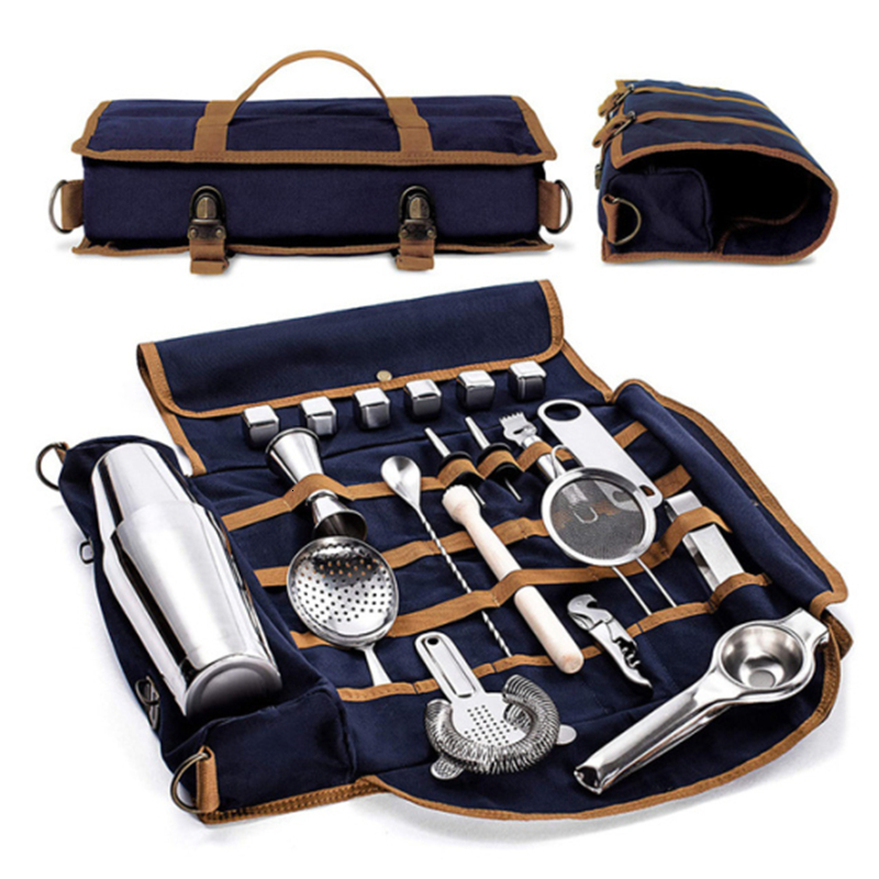 Wine Glasses Bar Tools Storage Bag Professional Bartender Kits Hanging Cocktail Shaker Set Organizer Portable Accessories 230627