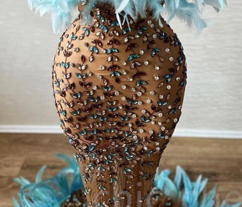 2023 Plus Size Arabic Aso Ebi Mermaid Luxurious Prom Dress Beaded Crystals Evening Formal Party Second Reception Birthday Engagement Gowns Dress ZJ202