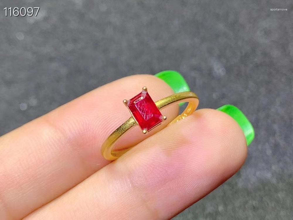 Cluster Rings Arrival Real And Natural Ruby Ring Woman 925 Sliver