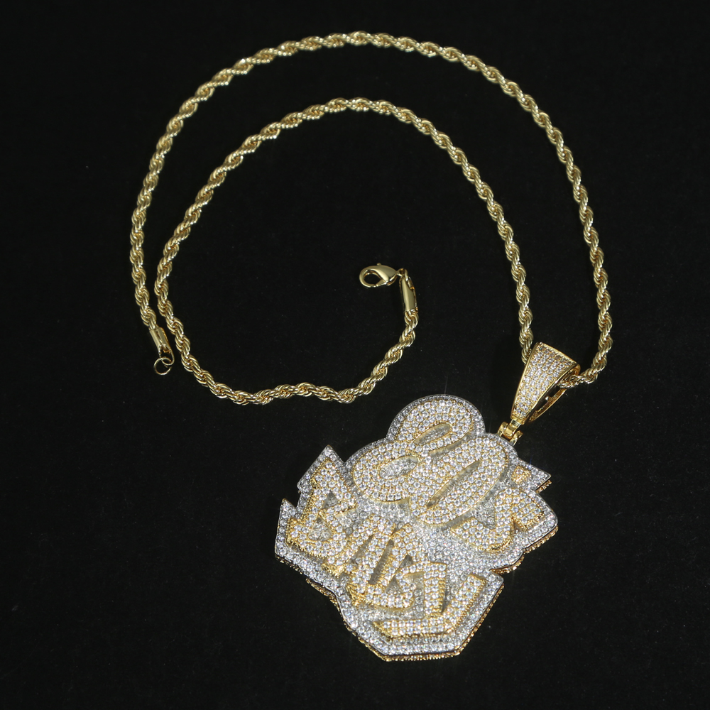 80s baby letter Pendant Necklace for womens Mens two color 5A Cubic Zircon Paved Hip Hop gift Jewelry