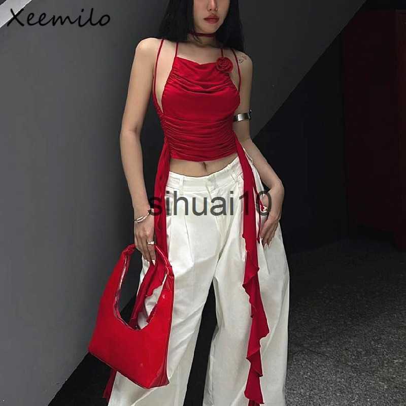 Women' T-Shirt Xeemilo Vintage Red Off Shoulder Tank Top Y2K Chic 3d Flower Ruffles Backless Crop Tops Summer 2023 Sexy Pleated Halter Camisole J230627
Women' T-Shirt Xeemilo Vintage Red Off Shoulder Tank Top Y2K Chic 3d Flower Ruffles Backless Crop Tops Summer 2023 Sexy Pleated Halter Camisole J230627