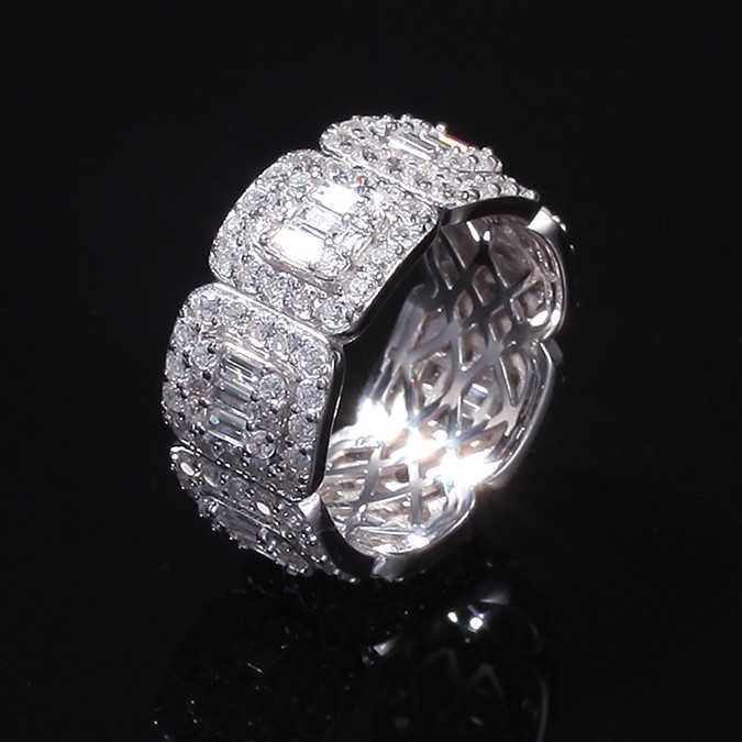 Aaa Gems Mens Baguette Diamond Band Ring Real Vvs Wedding Iced Out Moissanite