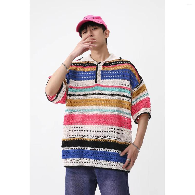 Men's Polos 2023 Men Casual Knitted Polo Shirt Colorful Stripes Hollow Pullover Short-sleeve Men's Fashion Button Slim Fit Tees Shirts, B001
Men's Polos 2023 Men Casual Knitted Polo Shirt Colorful Stripes Hollow Pullover Short-sleeve Men's Fashion Button Slim Fit Tees Shirts, B001