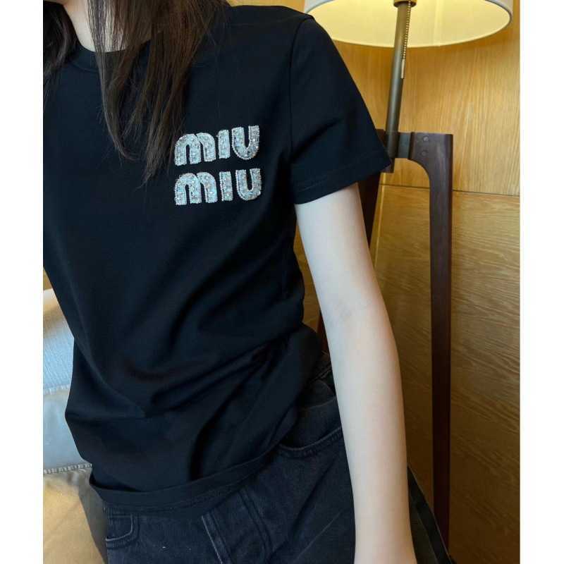 MM23SS Spring/Summer New Product Small Three Color Round Neck T-shirt Top Version Slim Fashion Casual Versatile Women