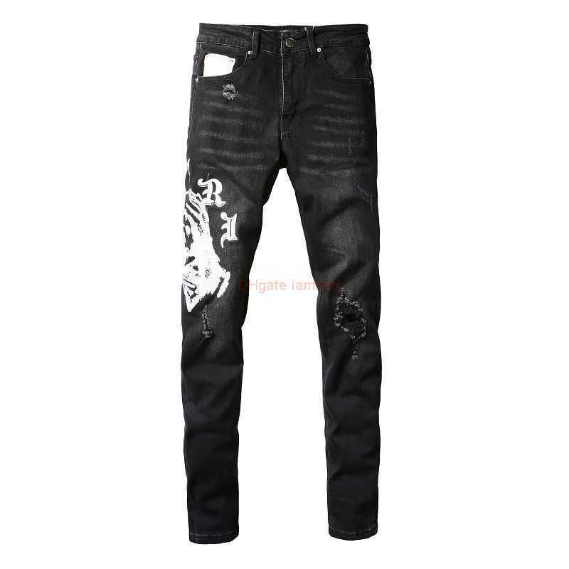 Designer Clothing Amires Jeans Denim Pants Amies Fashion High Street Embroidery Pattern Broken Hole Wash Elastic Slim Fit Slp Black Skinny Men Distressed Ripp4u73
Designer Clothing Amires Jeans Denim Pants Amies Fashion High Street Embroidery Pattern Broken Hole Wash Elastic Slim Fit Slp Black Skinny Men Distressed Ripp4u73