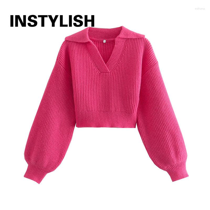 Women' Sweaters Women Polo Neck Sweater Elegant Vintage Lapel Knitted Crop Tops Autumn Pullover Harajuku Chic V Jumpers Feamle Clothes, Rose red
Women' Sweaters Women Polo Neck Sweater Elegant Vintage Lapel Knitted Crop Tops Autumn Pullover Harajuku Chic V Jumpers Feamle Clothes, Rose red