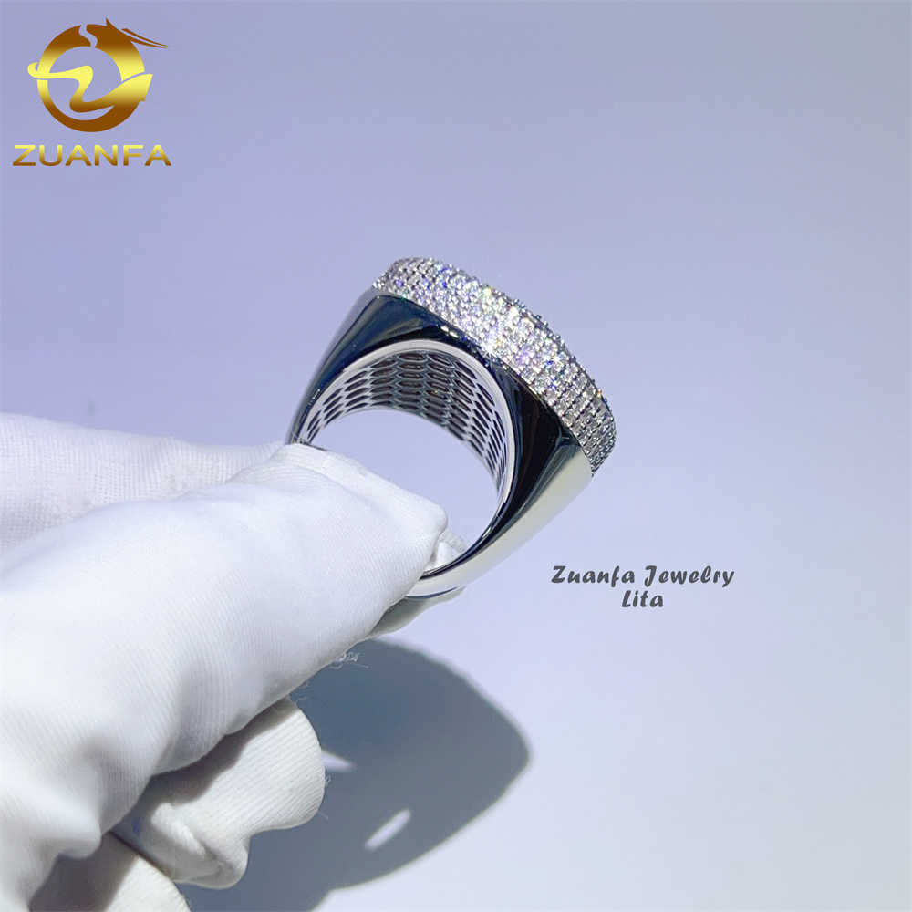 Custom Big Hip Hop Rapper 925 Sterling Silver Vvs Moissanite Iced Out Men Diamond Ring
