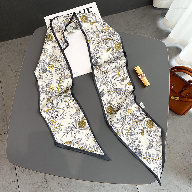 Scarves Silk Skinny Scarf Women Elegant Floral Print Neckerchief Hairband Soft Satin Lady Headband Bag Ribbons Female Waistband Gift
Scarves Silk Skinny Scarf Women Elegant Floral Print Neckerchief Hairband Soft Satin Lady Headband Bag Ribbons Female Waistband Gift