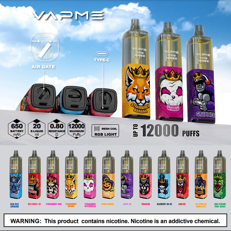 Original VAPME 12000 Puffs 0% 2% 3% 5% E cigarette Disposable 12 flavors 20ml Pre Filled Pods 650mah Type-C Rechargeable vape pen Portable Vapor Devcice
Original VAPME 12000 Puffs 0% 2% 3% 5% E cigarette Disposable 12 flavors 20ml Pre Filled Pods 650mah Type-C Rechargeable vape pen Portable Vapor Devcice