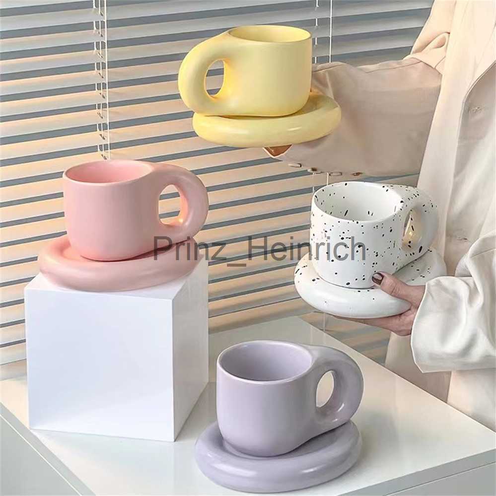 Mugs INS Nordic Fat Handle Creative Ceramic Mug Home Breakfast Tea Milk Drinkware Gift Lovely Couple Cup Caneca Termica Coffee Cups J230627