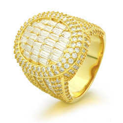 925 Sterling Silver Vvs Moissanite Diamond Ring Iced Out Baguette Cut Hip Hop Men